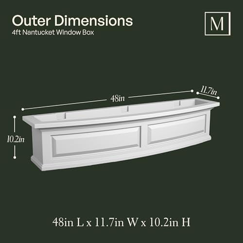 Mayne Nantucket 48in Self-Watering Rectangular Window Box Planter, Black - color: Black, size: 48in