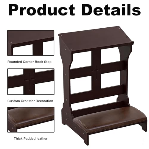 Prayer Kneeler, 23" x 20" x 36" Prayer Bench with Padded Cushion