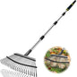 Heavy Duty Garden Rake 6FT Long 25 Tines - style: Stainless Steel - Black