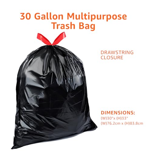 Amazon Basics Trash Bags, 30 Gallon, 50 Count | Drawstring | Multipurpose | Pack of 2 - size: 50 Count (Pack of 2)