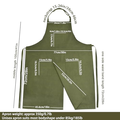 Molaxhome Split Pottery Apron with 3 Pockets Unisex with Adjustable Strap - color: Green