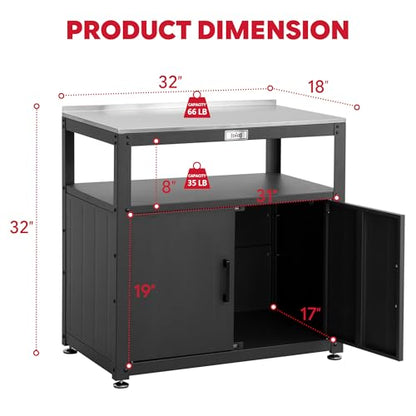 Feasto Heavy-Duty Potting Bench with Storage & Stainless Steel Top - color: Black