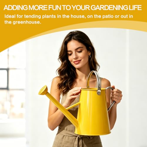 1.5 Gallon Metal Watering Can for Outdoor Plants, Watering Can, Yellow - color: Yellow