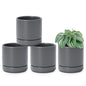 D'vine Dev 4-Pack Ceramic Pots with Saucers, Grey, 4.7 in, 94-X-B-3 - color: Gray, size: 4.7 Inch