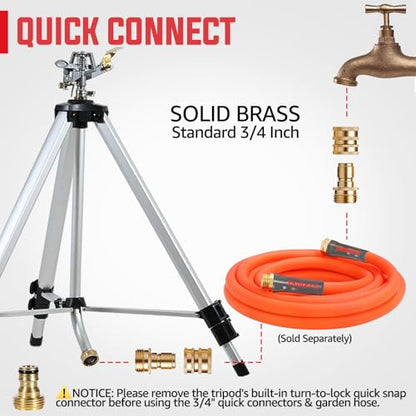 YAMATIC 18-36in Adjustable Impact Sprinkler with 3/4" Brass Quick Connects