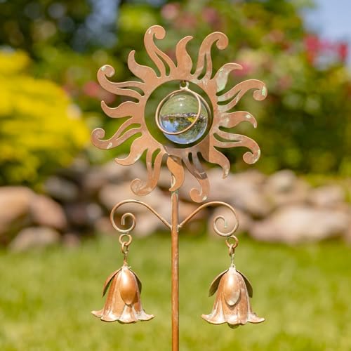 31.5" Tall Antique Copper Iron Abstract Sun Garden Stake (31.4" Tall) - style: 31.4" Tall