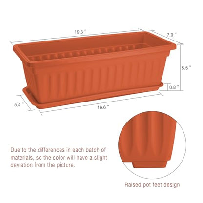 HOXHA 6 Pcs Window Box Planter, 17" Rectangular Planter Box, Brick Red - size: Brick red - 6 pack