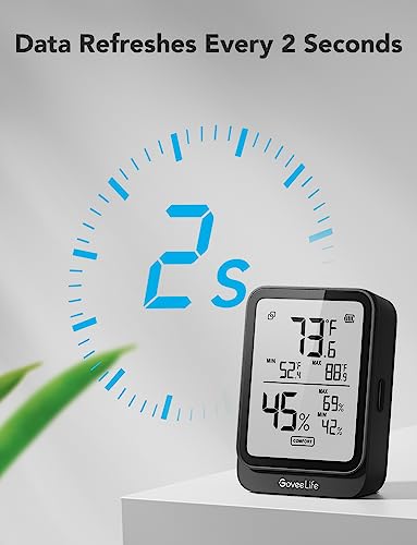 GoveeLife Bluetooth Hygrometer Thermometer H5104, LCD Digital Black 3-Pack - color: Black, size: 3Pack