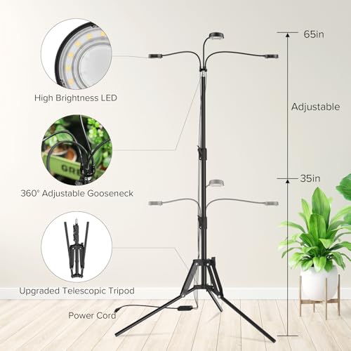 SANSI Grow Light for Indoor Plants, 30W 3-Head Tripod Stand Plant Light - color: Black-3-Head
