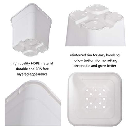 Square Nursery Pots Plant Pots Grow Pots Nursery Container Replacement for Planting Soil Plants 5 Gallon 10Pcs - color: White, size: 5 Gallon