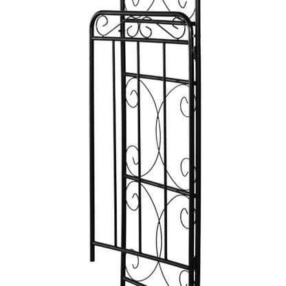 Outsunny 84" Garden Arch Arbor with Gate Metal for Climbing Vines Black