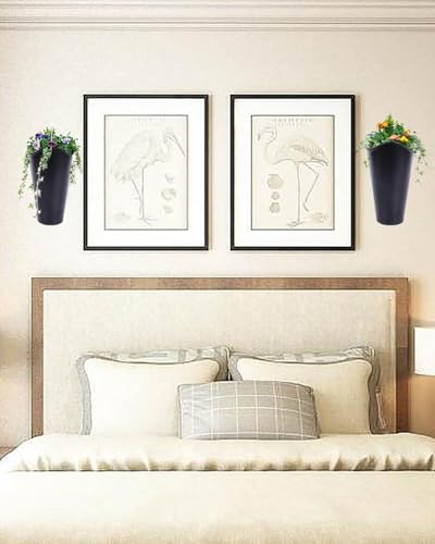 vensovo 2 Pack 12 Inch Galvanized Wall Planters for Flowers, Black - color: Black