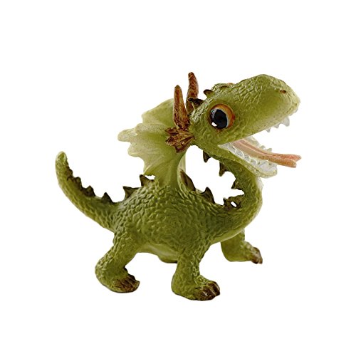 Top Collection Miniature Fairy Garden and Terrarium Statue, Mini Dragon, Green - color: Green