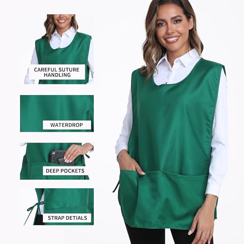 Xeoxarel Unisex Cobbler Apron with 3 Deep Pockets, Smock Vest Apron - color: 7 Pack - Green