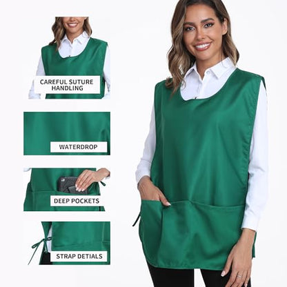 Xeoxarel Unisex Cobbler Apron with 3 Deep Pockets, Smock Vest Apron - color: 7 Pack - Green