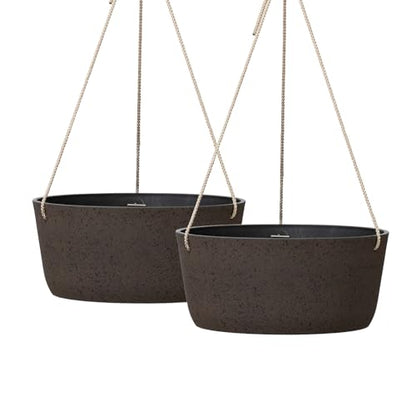 La Jolie Maison Large Hanging Planters for Outdoor Plants, Set of 2 12 Inch - color: New Iron