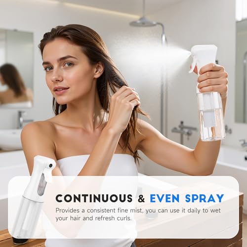 3 Pack Continuous Spray Bottle for Hair, 10.1 OZ Ultra Fine Mister Sprayer - color: White Black Terracotta, size: (3-Pack)-10.1 Oz