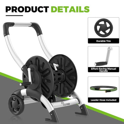 Upgrade Hose Reel Cart, Holds 200 Feet of 5/8" Hose - color: Black