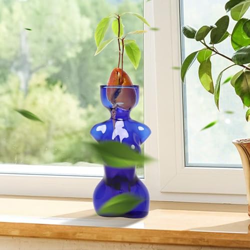 Plant Propagation Jars Unique Body Avocado Vase - color: Blue