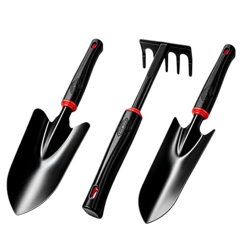 3-in-1 Garden Tool Set, Trowel, Transplanter & Cultivator,with Hang Hole,Ergonomic Handle and Comfort Grip,Rust Resistant Quenched Steel,Gardening Tools for Yard
