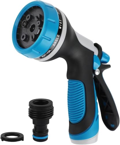 Garden Hose Nozzles with 10 Spray Patterns Sprayer Water Hose Nozzle Spray - color: Blue