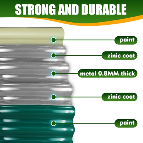 TBMLC Oval Green Galvanized Planter Box, Metal Raised Garden Bed 5X2X1.4 FT - color: Dark Green, size: 5X2X1.4 FT