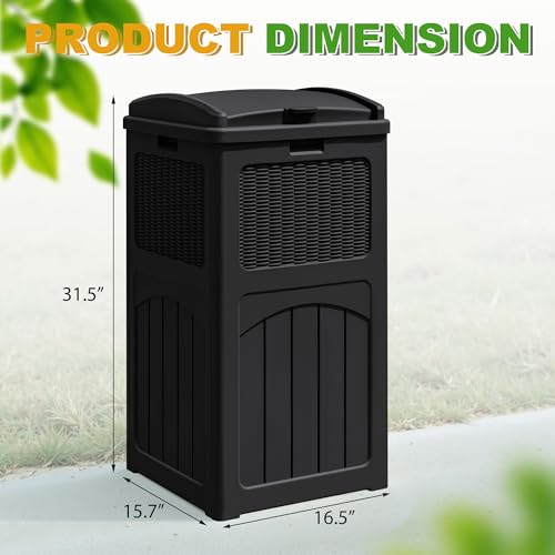 Greesum 2 Pack 33 Package Delivery Box for Outside, Waterproof Resin Garbage Bin with Lid for Hideaway, Deck, Patio, Black - color: Black, style: 2 Pack