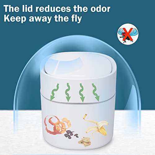 Mini Desk Trash Can with Pop-Up Lid Includes 180 Bags 0.5 Gallon, White - color: White