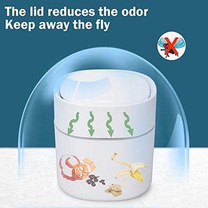 Mini Desk Trash Can with Pop-Up Lid Includes 180 Bags 0.5 Gallon, White - color: White