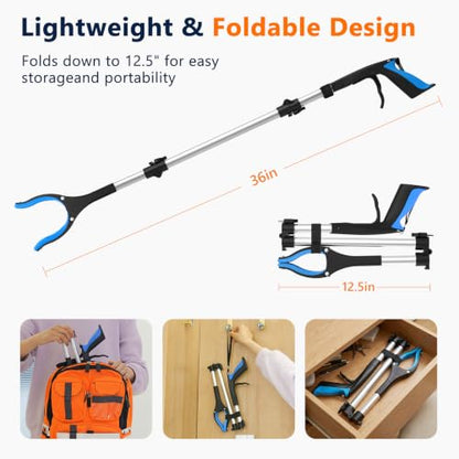 36 Inch Foldable Grabber Reacher Tool, 2 Pack for Seniors - size: Foldable 36" (2-Pack)