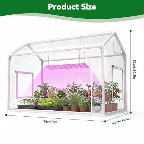 Mini Indoor Greenhouse with Grow Lights & Timer 3 Light Color Mode