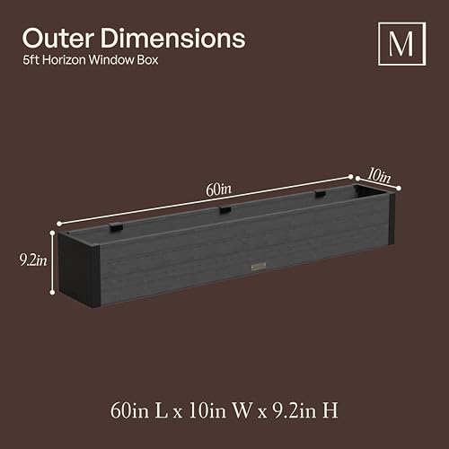 Mayne Vista 60in Rectangular Window Box Planter, Charcoal - size: 60in