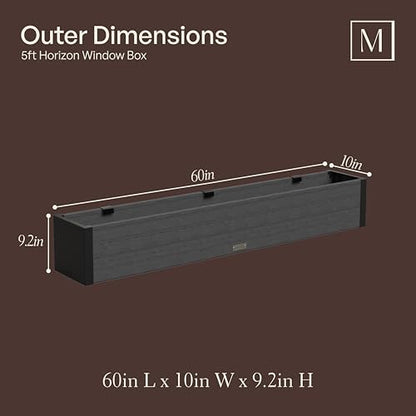 Mayne Vista 60in Rectangular Window Box Planter, Charcoal - size: 60in