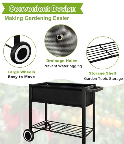 Raised Garden Bed with Legs, Black