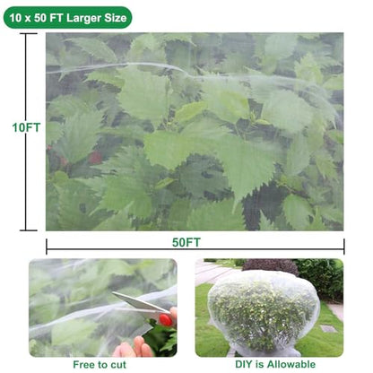 KLEWEE 10 x 50 FT Garden Mesh Netting, Ultra Fine Mesh Plant Netting Covers