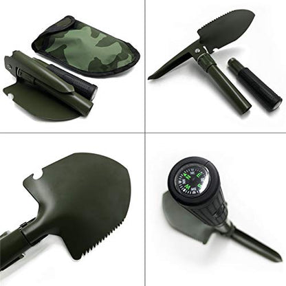 HongK- Green Hiking Multi-Functional Military Folding Shovel Survival Spade Emergency Green [P/N: ET-Shovel001] - color: Green, size: Small Size