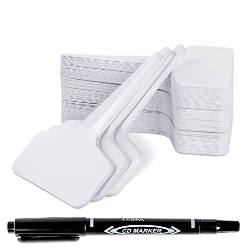 Xgunion Plant Labels 200Pcs 4 Inch T-Type Tags with Permanent Marking Pen - color: White