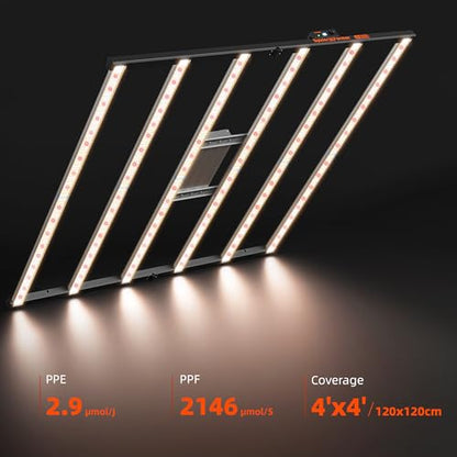 Spider Farmer SE7000 Commercial LED Grow Light, App Controlled & Osram Red - size: 5x5 Coverage-730W