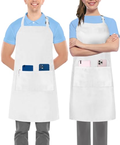 Utopia Kitchen Bib Aprons 2 Pack Adjustable With 2 Pockets - color: White