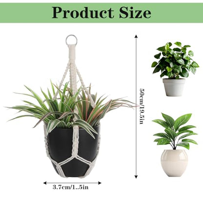 Handmade Macrame Plant Hangers, 2 Pack Hanging Planters Baskets