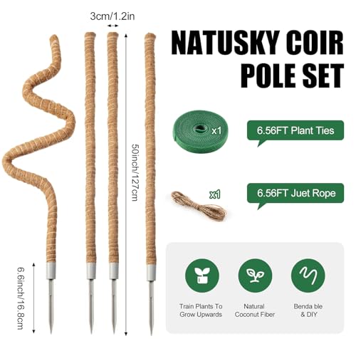 4 Pack Moss Pole 50 Inch Monstera Plant Sticks Support Tall Long Stakes - color: 50 Inch (4 Pack）