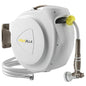 Retractable Garden Hose Reel, 5/8 in 100+6 ft, Heavy Duty Wall Mounted Water Hose Reel, Spring Power Automatic Rewind, Any Length Lock, 180° Swivel Bracket, 10 Pattern Spray Nozzle - size: 5/8" 100FT