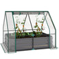 Outsunny 4 x 3ft Metal Planter Box with Mini Greenhouse Clear and Dark Gray - color: Clear and Dark Gray