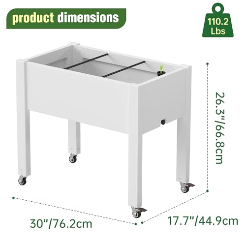 Elevated Raised Garden Bed with Wheels,Planter Box,Ashen-26.3" h - color: Ashen, size: 26.3"h