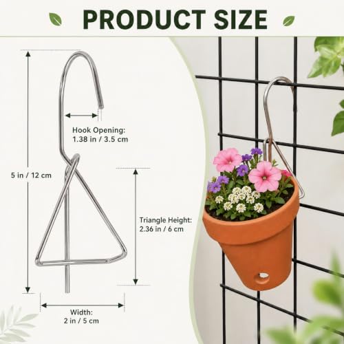 6 Packs Terracotta Pots Hanger Hooks,Thick Stainless Steel Plant Hanger