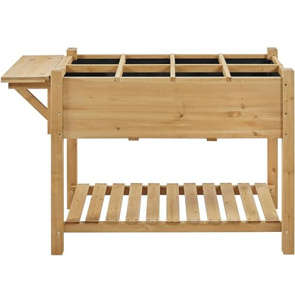 Yaheetech Herb Garden Planter Outdoor Wood Standing Garden Bed,Light Brown - color: Light Brown