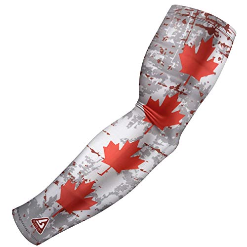 B-Driven Sports Sleeve Pro-Fit - Patriotic Arm Sleeve - USA, Cuba, Mexico, Israel, Canada, Venezuela, Dominican Rep. - Single - color: Canada, size: XXX-Small (Youth Standard)