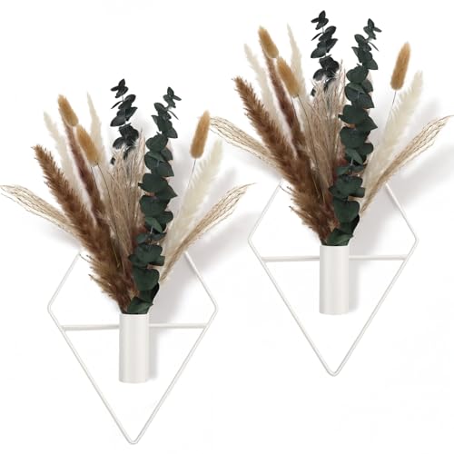 Jexine 2 Pcs Hanging Artificial Planters Wall Decor, White, Mixed Plants - color: White, size: Mixed Plants