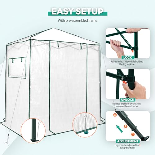 EAGLE PEAK 6x4 Easy Setup Small Pop Up Greenhouse, Clear/White - color: Clear/White, size: 6x4