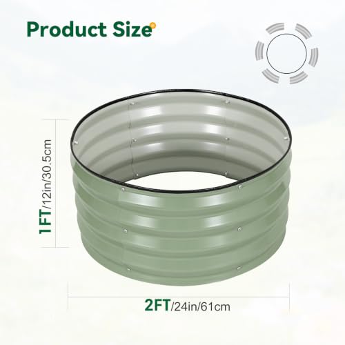 3-Pack Round Raised Garden Bed Outdoor 2x2x1ft Planter Box, PeaGreen - color: Pea Green, size: 2x2x1ft (3 PCS)